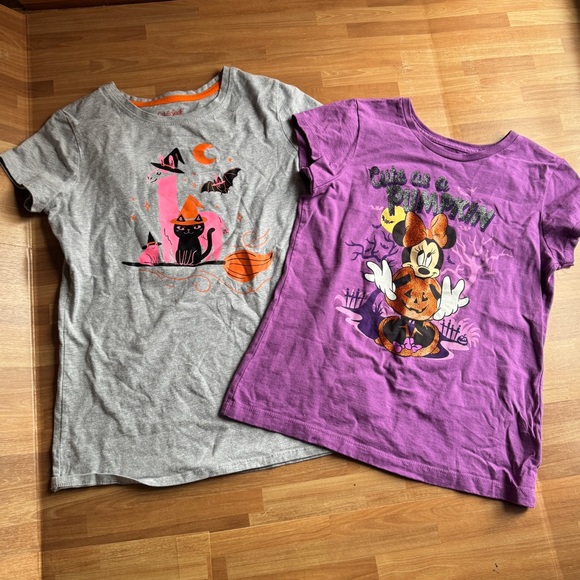 Disney/cat and Jack Halloween T-shirt bundle size 10/12 girls short sleeve - Picture 1 of 5